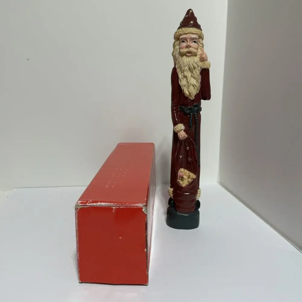 Vintage Santa Candlestick Holder 12 Inch Tall Santa with Toys Removable Hat Folk